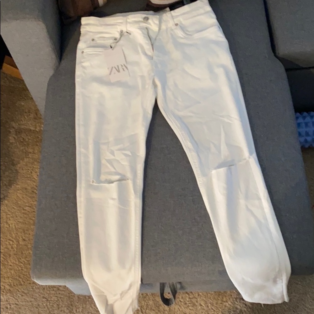 Men’s white skinny stretch jeans